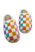 Soft Plush Checkered Round Toe House Slippers