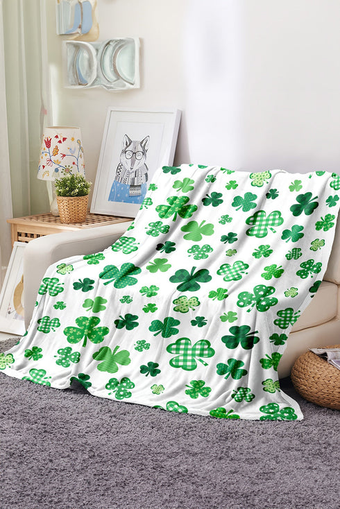 Soft Plush Clover Print Rectangular Nap Throw Blanket