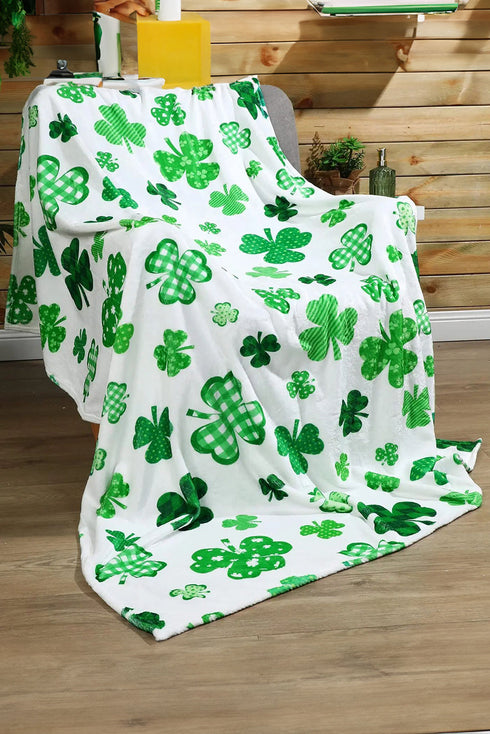 Soft Plush Clover Print Rectangular Nap Throw Blanket