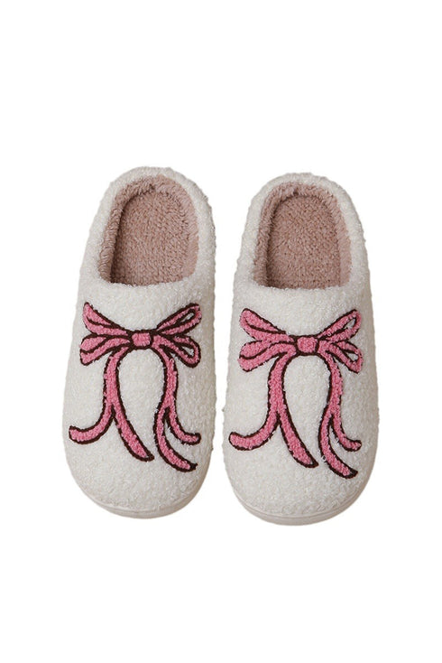 Soft Plush Fleece Bow Knot Indoor House Slippers