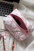 Soft Quilted Bow Detail Zippered Cosmetic Bag