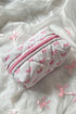 Soft Quilted Bow Detail Zippered Cosmetic Bag