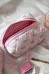 Soft Quilted Bow Detail Zippered Cosmetic Bag