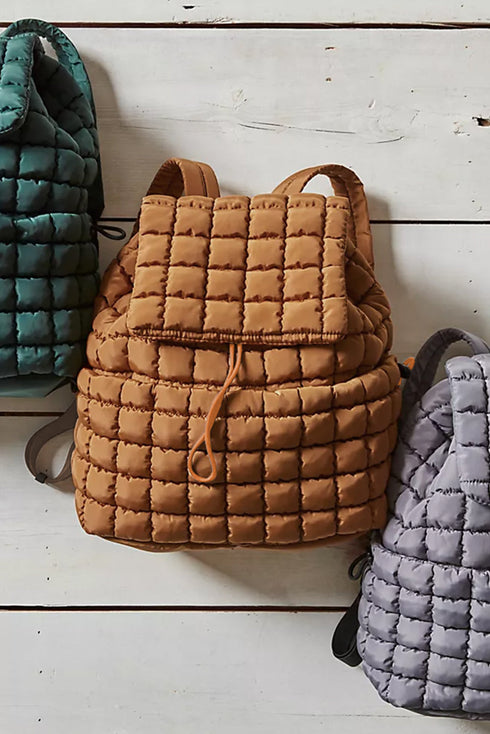 Soft Quilted Texture Flap Closure Puffer Backpack