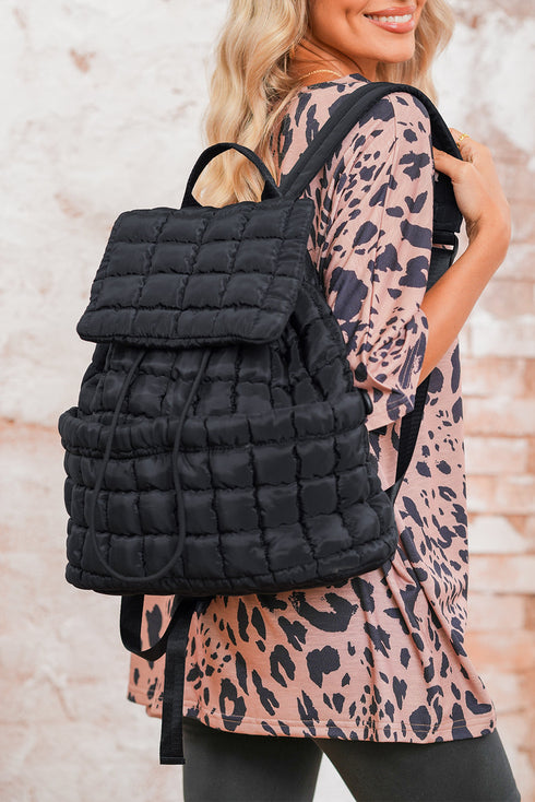 Soft Quilted Texture Flap Closure Puffer Backpack