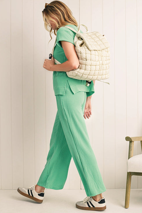 Soft Quilted Texture Flap Closure Puffer Backpack
