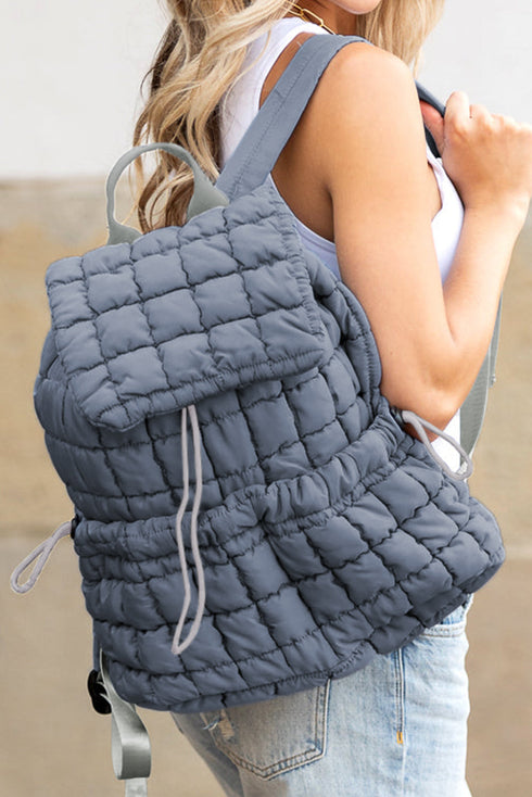 Soft Quilted Texture Flap Closure Puffer Backpack