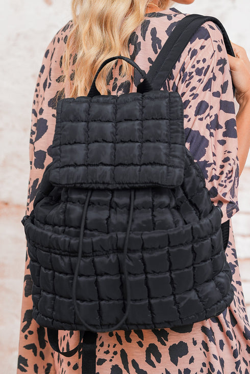 Soft Quilted Texture Flap Closure Puffer Backpack