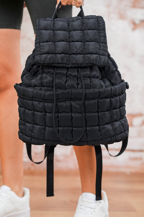 Soft Quilted Texture Flap Closure Puffer Backpack