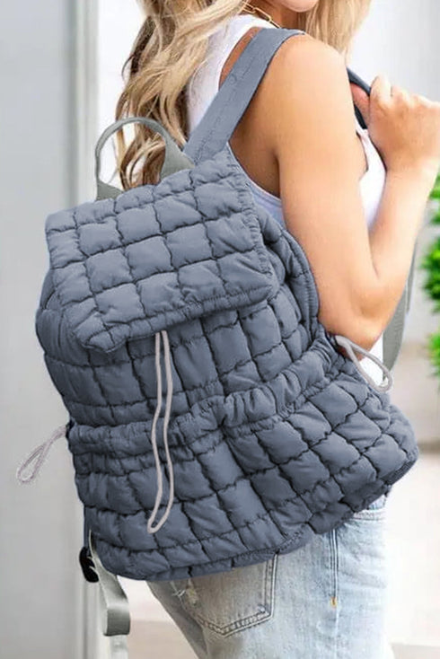 Soft Quilted Texture Flap Closure Puffer Backpack
