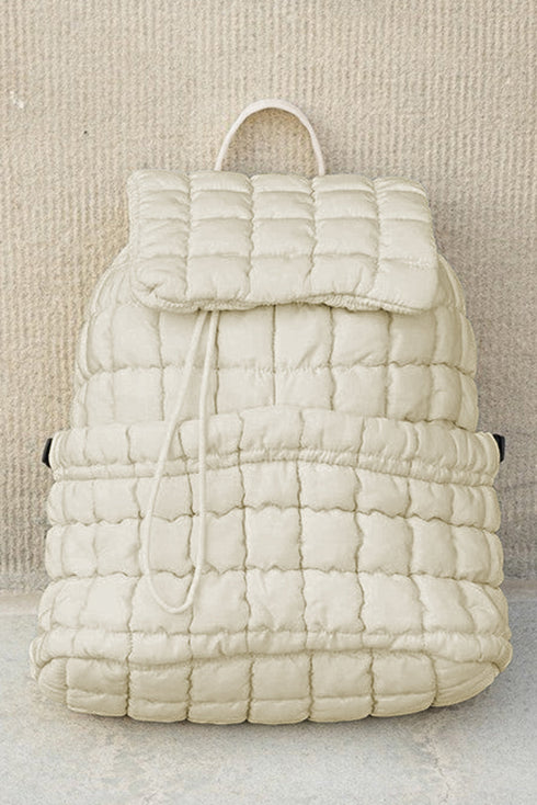 Soft Quilted Texture Flap Closure Puffer Backpack