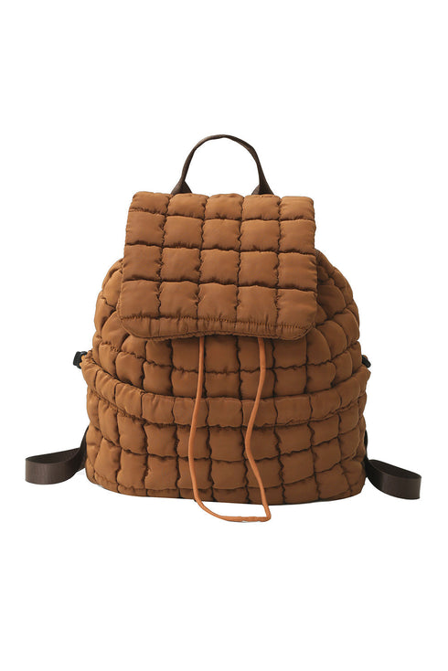 Soft Quilted Texture Flap Closure Puffer Backpack