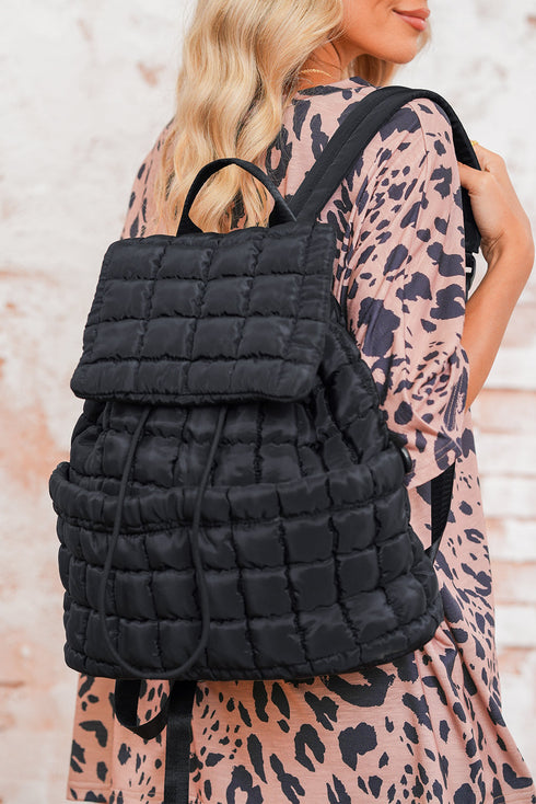 Soft Quilted Texture Flap Closure Puffer Backpack