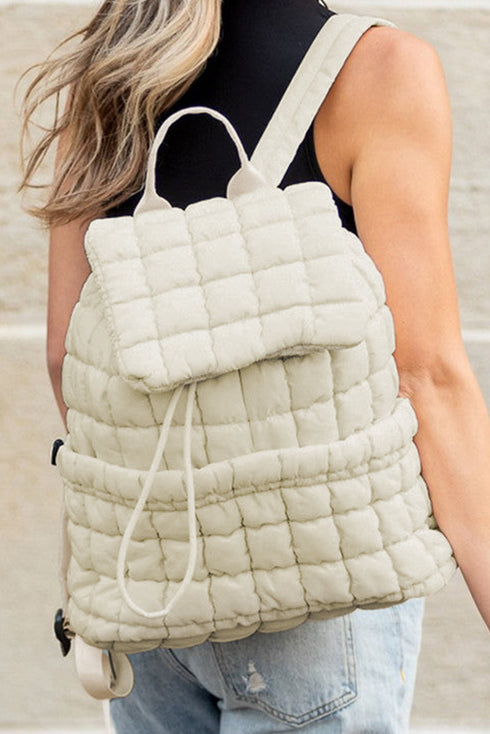 Soft Quilted Texture Flap Closure Puffer Backpack