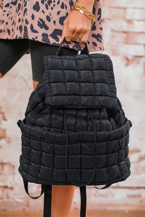 Soft Quilted Texture Flap Closure Puffer Backpack