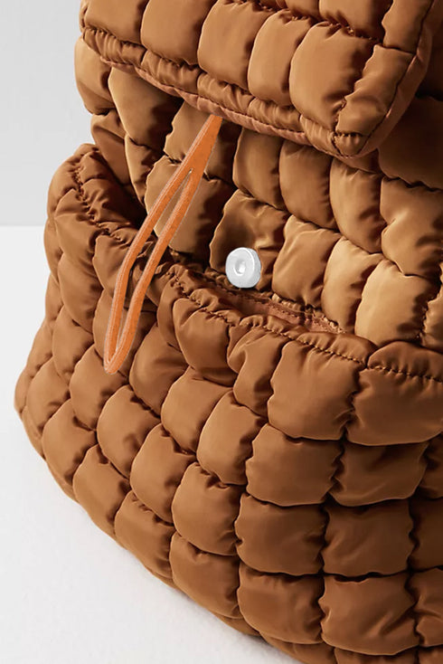 Soft Quilted Texture Flap Closure Puffer Backpack