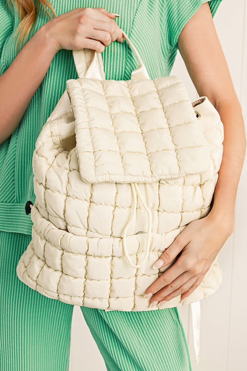 Soft Quilted Texture Flap Closure Puffer Backpack