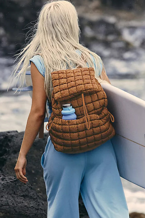 Soft Quilted Texture Flap Closure Puffer Backpack