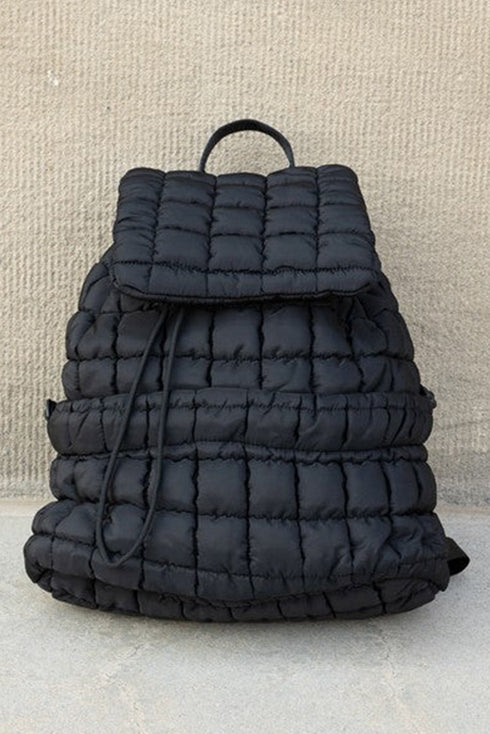 Soft Quilted Texture Flap Closure Puffer Backpack