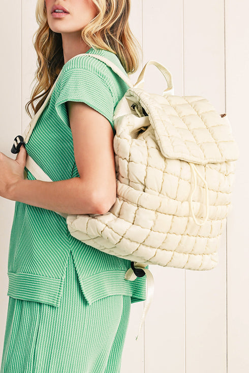 Soft Quilted Texture Flap Closure Puffer Backpack