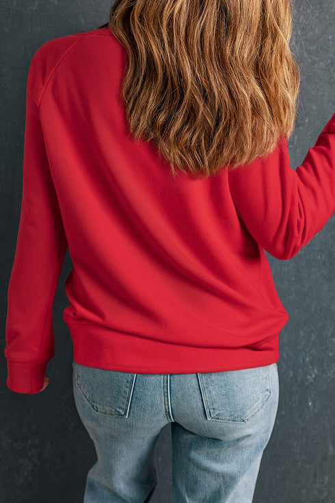 Soft Raglan Sleeve Crew Neck Pullover Sweatshirt