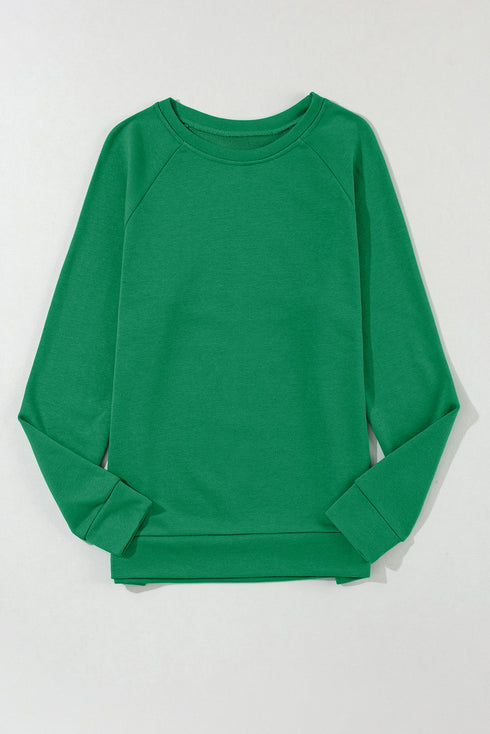 Soft Raglan Sleeve Crew Neck Pullover Sweatshirt