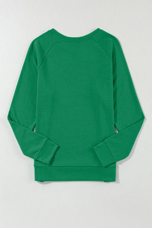 Soft Raglan Sleeve Crew Neck Pullover Sweatshirt