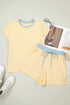 Soft Ribbed Color Block Trim Casual Short Set