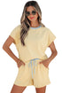 Soft Ribbed Color Block Trim Casual Short Set