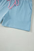 Soft Ribbed Color Block Trim Casual Short Set