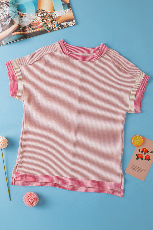 Soft Ribbed Crew Neck Everyday Knit Top