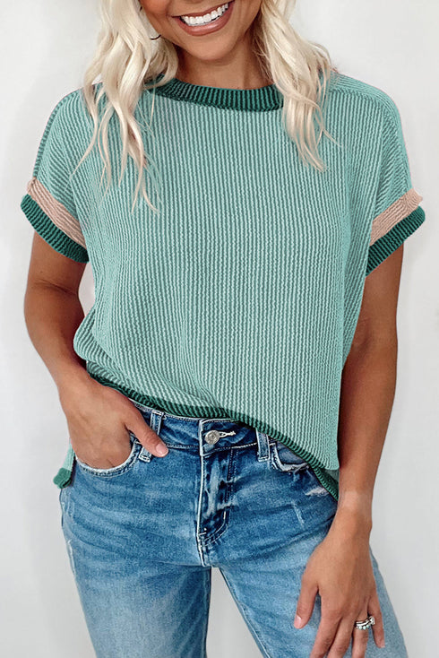Soft Ribbed Crew Neck Everyday Knit Top