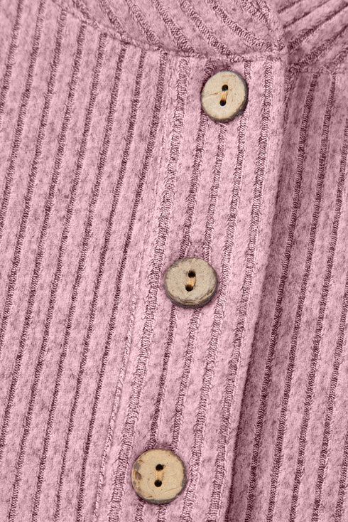Soft Ribbed Drop Shoulder Button Front Henley Top