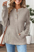 Soft Ribbed Drop Shoulder Button Front Henley Top