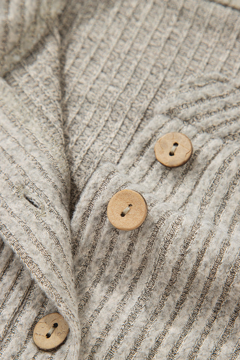 Soft Ribbed Drop Shoulder Button Front Henley Top