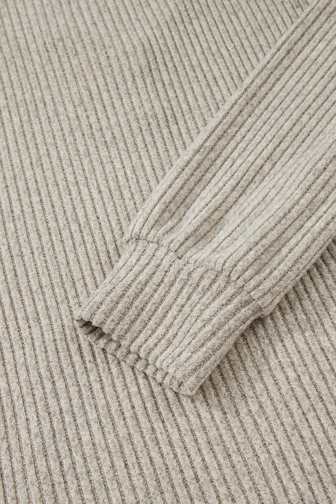 Soft Ribbed Drop Shoulder Button Front Henley Top