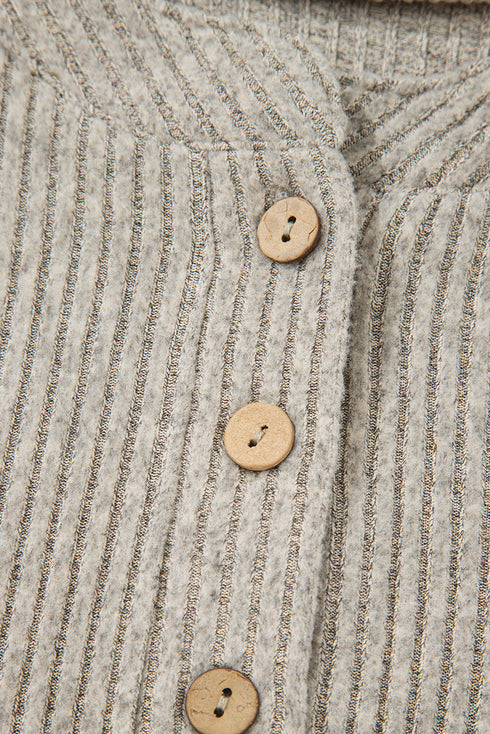 Soft Ribbed Drop Shoulder Button Front Henley Top