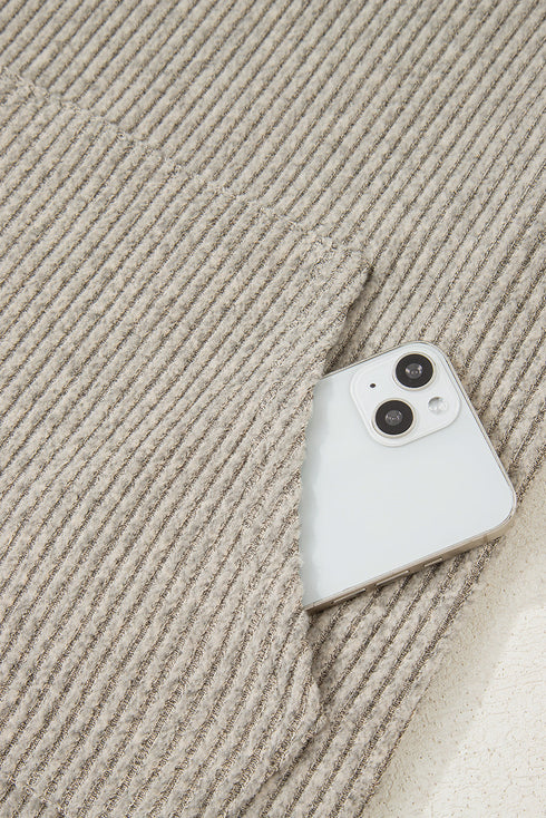 Soft Ribbed Drop Shoulder Button Front Henley Top
