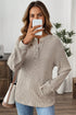 Soft Ribbed Drop Shoulder Button Front Henley Top