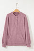 Soft Ribbed Drop Shoulder Button Front Henley Top