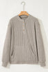 Soft Ribbed Drop Shoulder Button Front Henley Top