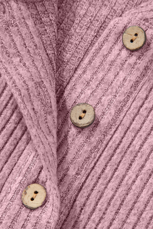 Soft Ribbed Drop Shoulder Button Front Henley Top
