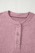 Soft Ribbed Drop Shoulder Button Front Henley Top