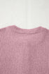 Soft Ribbed Drop Shoulder Button Front Henley Top