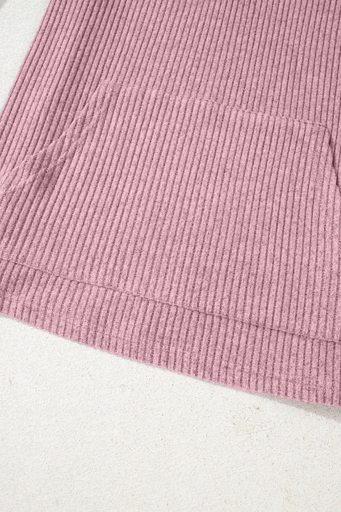 Soft Ribbed Drop Shoulder Button Front Henley Top