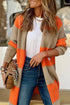 Soft Ribbed Knit Block Stripe Open Cardigan