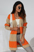 Soft Ribbed Knit Block Stripe Open Cardigan