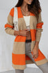 Soft Ribbed Knit Block Stripe Open Cardigan