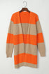 Soft Ribbed Knit Block Stripe Open Cardigan