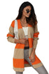 Soft Ribbed Knit Block Stripe Open Cardigan